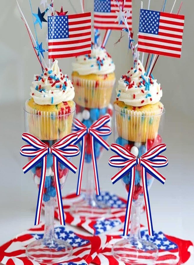 KINGLAKE Red White and Blue Patriotic Ribbon 3/8 Inch x 55 Yards Grosgrain Ribbon American Flag Striped Ribbon for Fourth of July Gift Wrapping Memorial Day Independence Day Wreath Bows DIY Crafts - Image 3